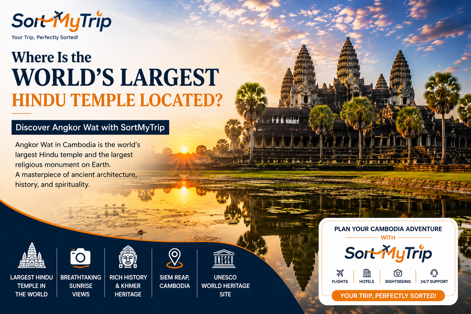 Where Is the World's Largest Hindu Temple Located? Discover Angkor Wat with SortMyTrip